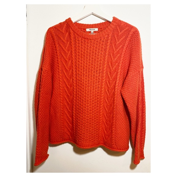 Madewell Sweaters - Madewell orange cable knit sweater size L